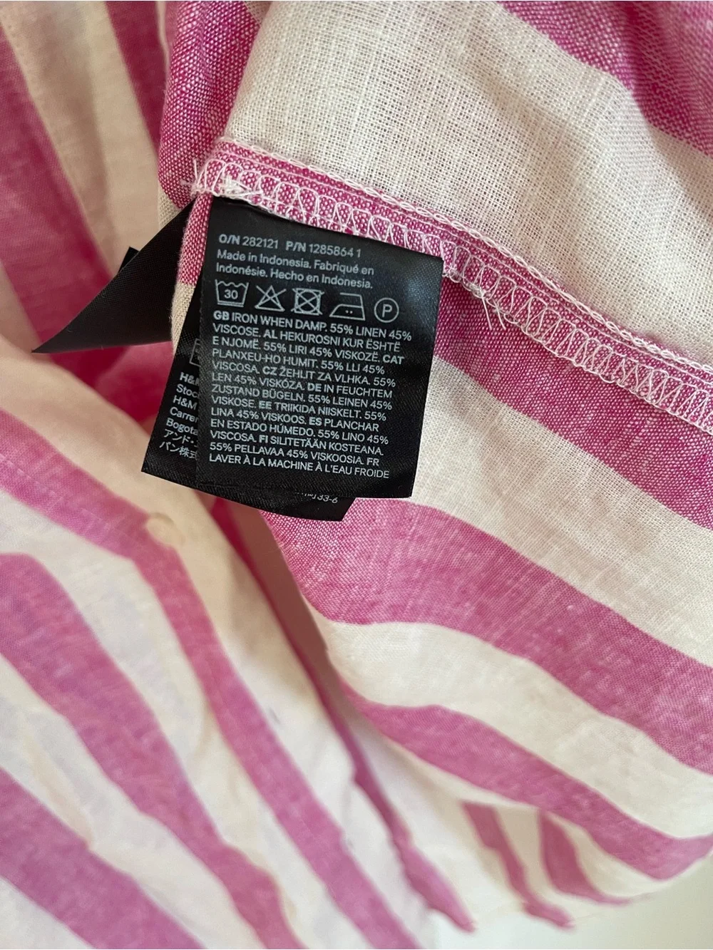 H&M Pink and Cream linen blend shirt - Picture 5 of 6